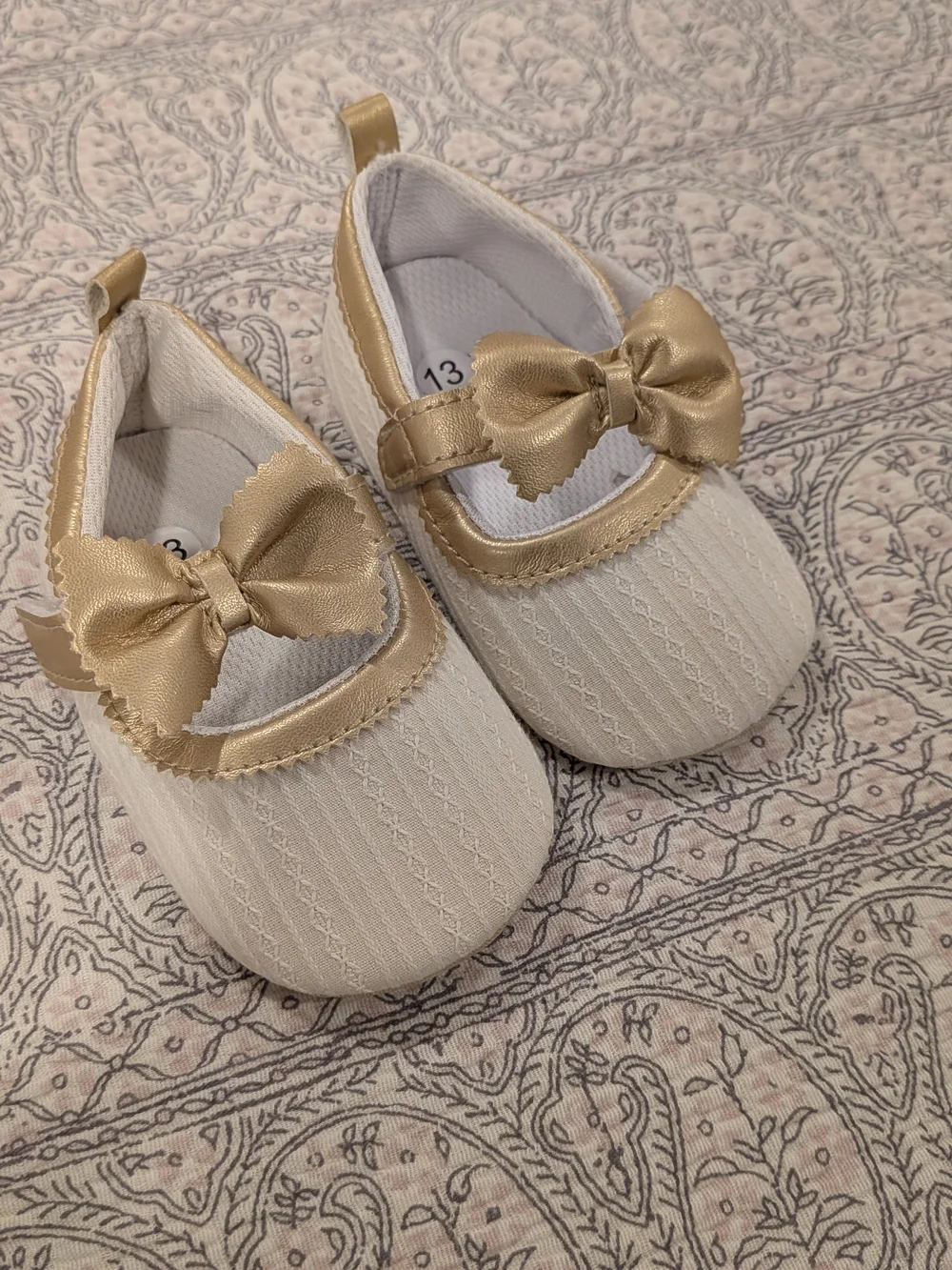 Baby Girl Shoes 12M | White Gold | Dress Shoes | Holiday | Photo Shoot